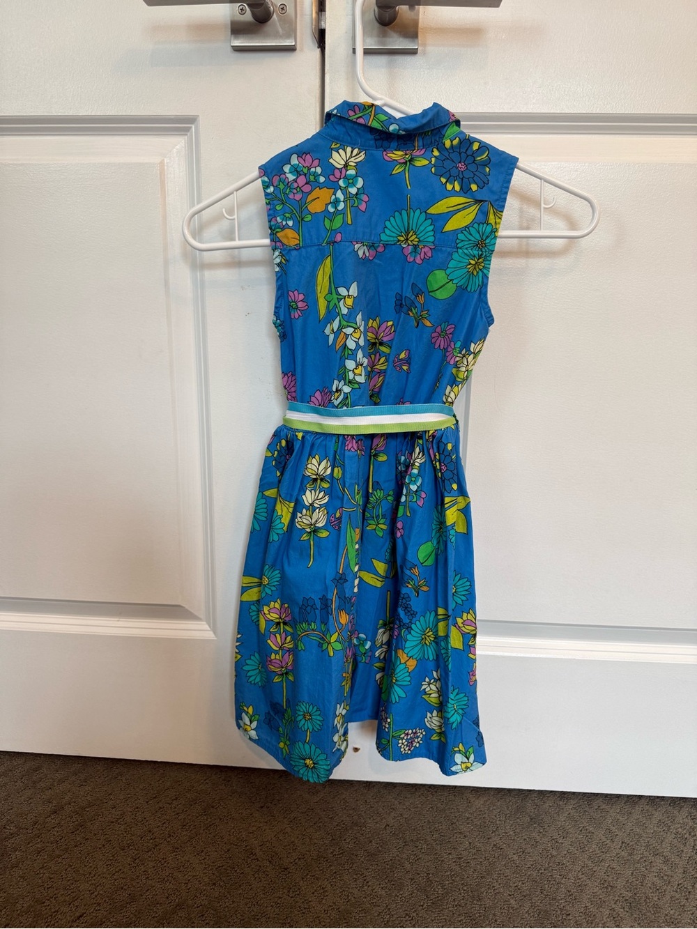 next Bright Blue Floral Button-Front Dress with Tie Belt - Picture 4 of 5